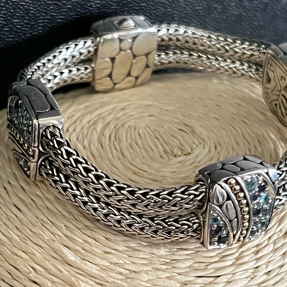 JOHN HARDY PRE-LOVED AUTHENTIC STERLING SILVER/18K YELLOW GOLD LAVAFIRE SEA … - Picture 11 of 17